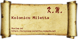 Kolonics Miletta névjegykártya